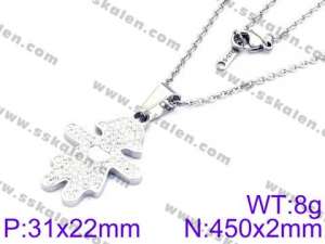 Stainless Steel Stone & Crystal Necklace - KN34156-K