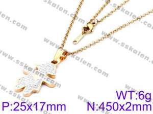 Stainless Steel Stone & Crystal Necklace - KN34158-K