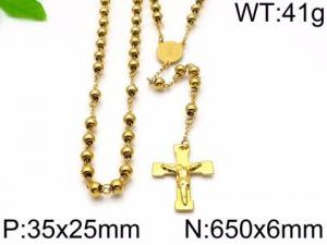 Stainless Steel Rosary Necklace - KN34343-HDJ