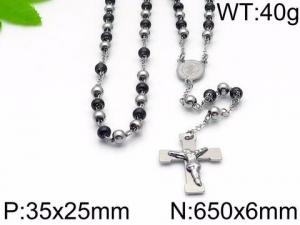 Stainless Steel Rosary Necklace - KN34353-HDJ