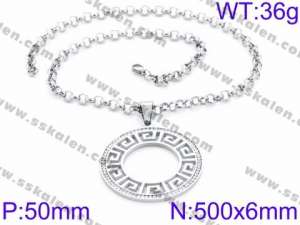 Stainless Steel Stone & Crystal Necklace - KN34637-K