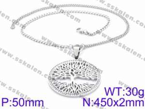 Stainless Steel Stone & Crystal Necklace - KN34638-K
