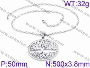 Stainless Steel Stone & Crystal Necklace - KN34639-K