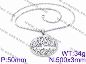 Stainless Steel Stone & Crystal Necklace - KN34640-K