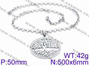 Stainless Steel Stone & Crystal Necklace - KN34641-K