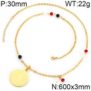 SS Gold-Plating Necklace - KN34642-K