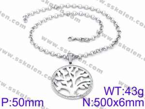 Stainless Steel Stone & Crystal Necklace - KN34654-K