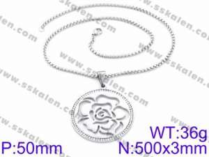 Stainless Steel Stone & Crystal Necklace - KN34659-K