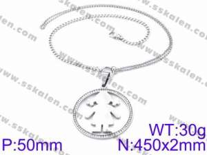 Stainless Steel Stone & Crystal Necklace - KN34660-K