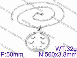 Stainless Steel Stone & Crystal Necklace - KN34661-K