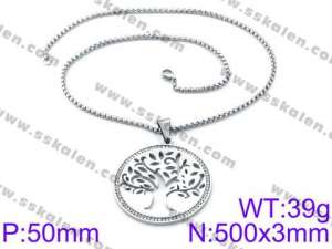 Stainless Steel Stone & Crystal Necklace - KN34700-K