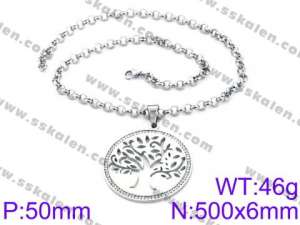 Stainless Steel Stone & Crystal Necklace - KN34701-K