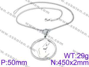 Stainless Steel Stone & Crystal Necklace - KN34703-K