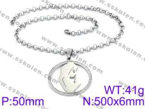 Stainless Steel Stone & Crystal Necklace - KN34705-K