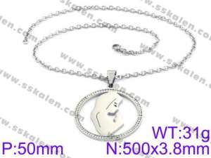 Stainless Steel Stone & Crystal Necklace - KN34706-K