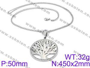 Stainless Steel Stone & Crystal Necklace - KN34707-K