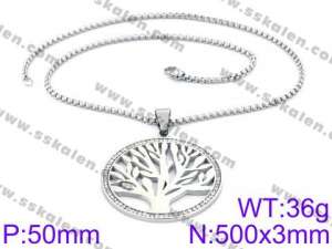 Stainless Steel Stone & Crystal Necklace - KN34708-K