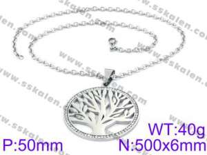 Stainless Steel Stone & Crystal Necklace - KN34710-K