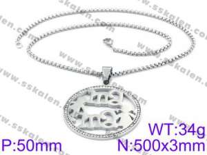 Stainless Steel Stone & Crystal Necklace - KN34712-K