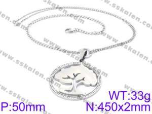 Stainless Steel Stone & Crystal Necklace - KN34719-K