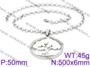 Stainless Steel Stone & Crystal Necklace - KN34721-K