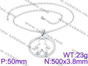 Stainless Steel Stone & Crystal Necklace - KN34734-K
