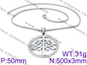 Stainless Steel Stone & Crystal Necklace - KN34740-K