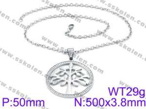 Stainless Steel Stone & Crystal Necklace - KN34742-K