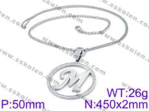 Stainless Steel Stone & Crystal Necklace - KN34743-K