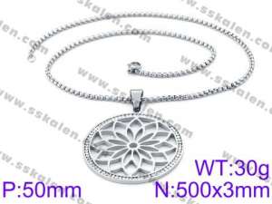 Stainless Steel Stone & Crystal Necklace - KN34756-K