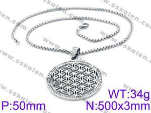 Stainless Steel Stone & Crystal Necklace - KN34764-K