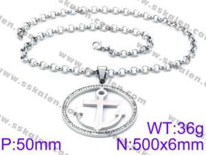 Stainless Steel Stone & Crystal Necklace - KN34769-K