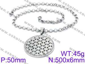 Stainless Steel Stone & Crystal Necklace - KN34773-K
