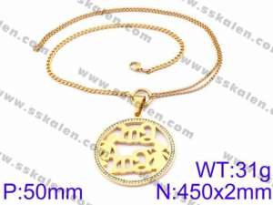 Stainless Steel Stone Necklace - KN34862-K
