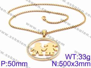Stainless Steel Stone Necklace - KN34897-K