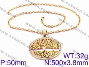 Stainless Steel Stone Necklace - KN34901-K