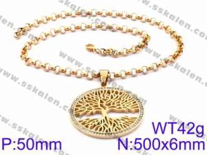 Stainless Steel Stone Necklace - KN34902-K