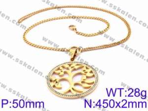 Stainless Steel Stone Necklace - KN34903-K