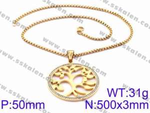 Stainless Steel Stone Necklace - KN34904-K