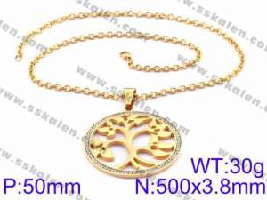 Stainless Steel Stone Necklace - KN34905-K