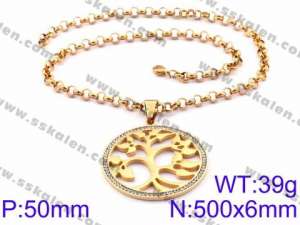 Stainless Steel Stone Necklace - KN34906-K
