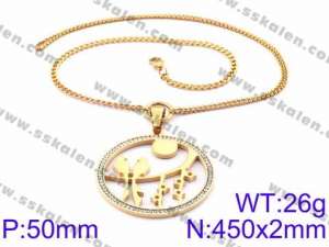 Stainless Steel Stone Necklace - KN34911-K