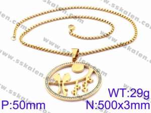 Stainless Steel Stone Necklace - KN34912-K