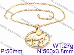 Stainless Steel Stone Necklace - KN34913-K