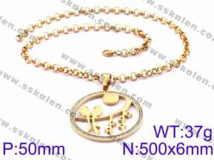 Stainless Steel Stone Necklace - KN34914-K
