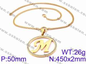 Stainless Steel Stone Necklace - KN34915-K