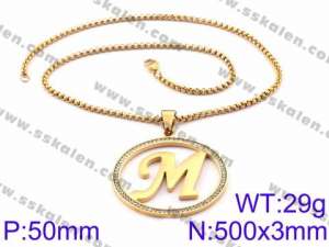 Stainless Steel Stone Necklace - KN34916-K