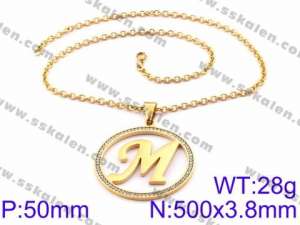 Stainless Steel Stone Necklace - KN34917-K