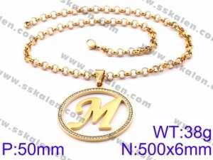 Stainless Steel Stone Necklace - KN34918-K