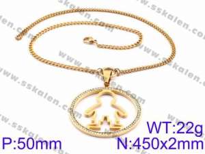 Stainless Steel Stone Necklace - KN34919-K